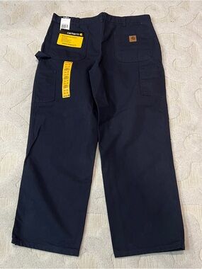 NEW Carhartt Pants Mens 38x30 Navy Blue Canvas Carpenter Work Loose Fit B11 MDT